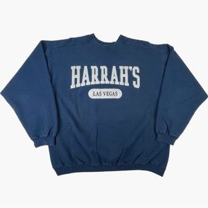 Vintage Harrahs Las Vegas Sweatshirt Crewneck Embroidered 90s Casino Mens XL